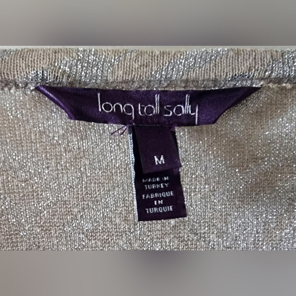 Long Tall Sally Open Jacket Cardigan Neutral with Metallic Pattern, size Medium - Picture 4 of 4